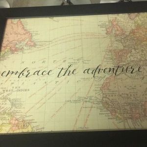 Wall art-Black frame. “Embrace the adventure”14x18